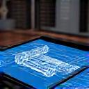 設計図と3Dモデルを表示するタブレット