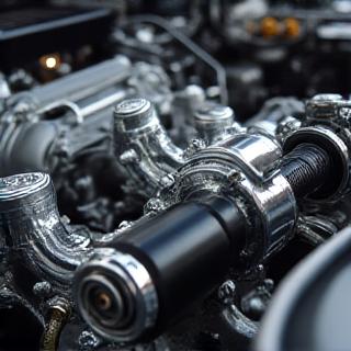 高性能エンジンのクローズアップ