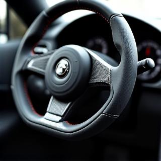 アルカンターラとカーボンファイバーのカスタムステアリングホイール